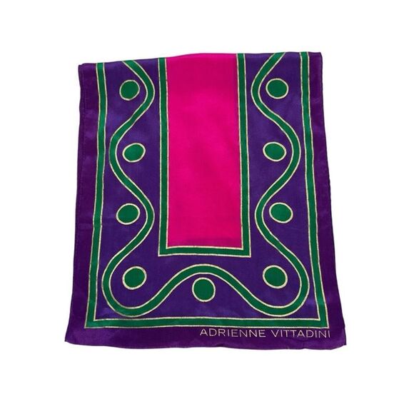Vintage Vibrant Silk Adrienne Vittadini Brand Neck Scarf - Picture 1 of 7